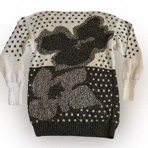 Umberto Ginocchietti VTG women’s Gold/Black/White cable  knit Sweater 90’s